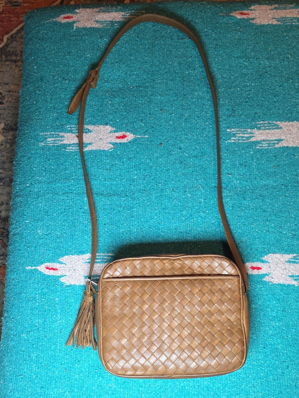 Vintage Kamarel New York Woven Leather Crossbody Shoulder Camera Bag EUC - Picture 4 of 15